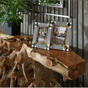 Elegant Gold and Black Striped Picture Frame Set